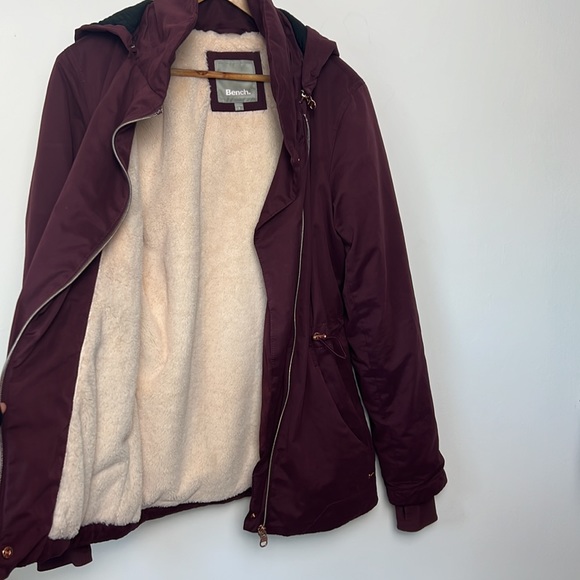 Size small bench jacket with zip off hood, fuzzy inside! - Picture 5 of 8